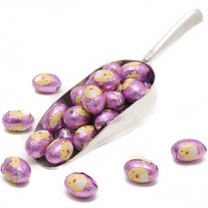 Mini Easter Eggs In Bulk  Pink Foil With Chick - 600 Real Milk Chocolate Eggs