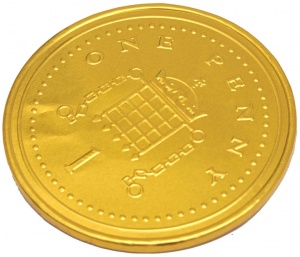 Giant One Penny Milk Chocolate Gold Coin 120mm