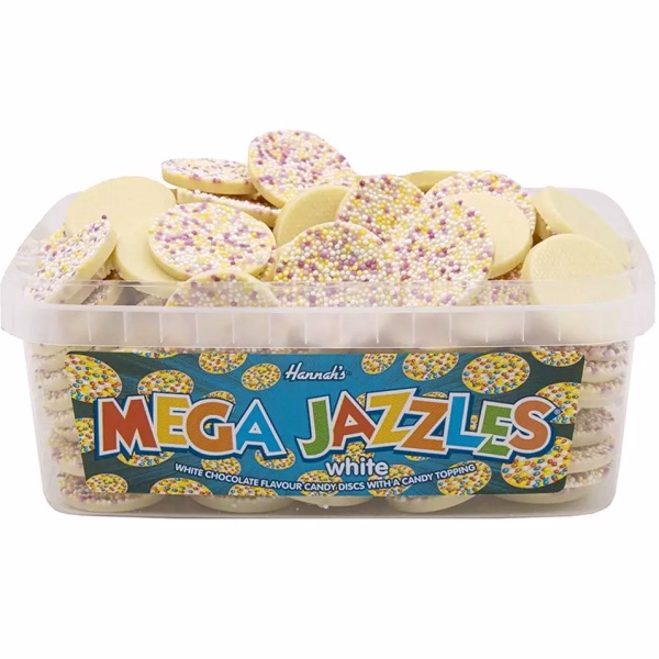 Hannahs Mega White Jazzles Tub 120pcs (600g)