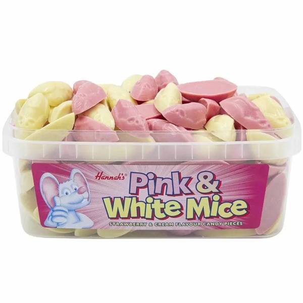 Hannahs Pink & White Mice Tub 120pcs (600g)
