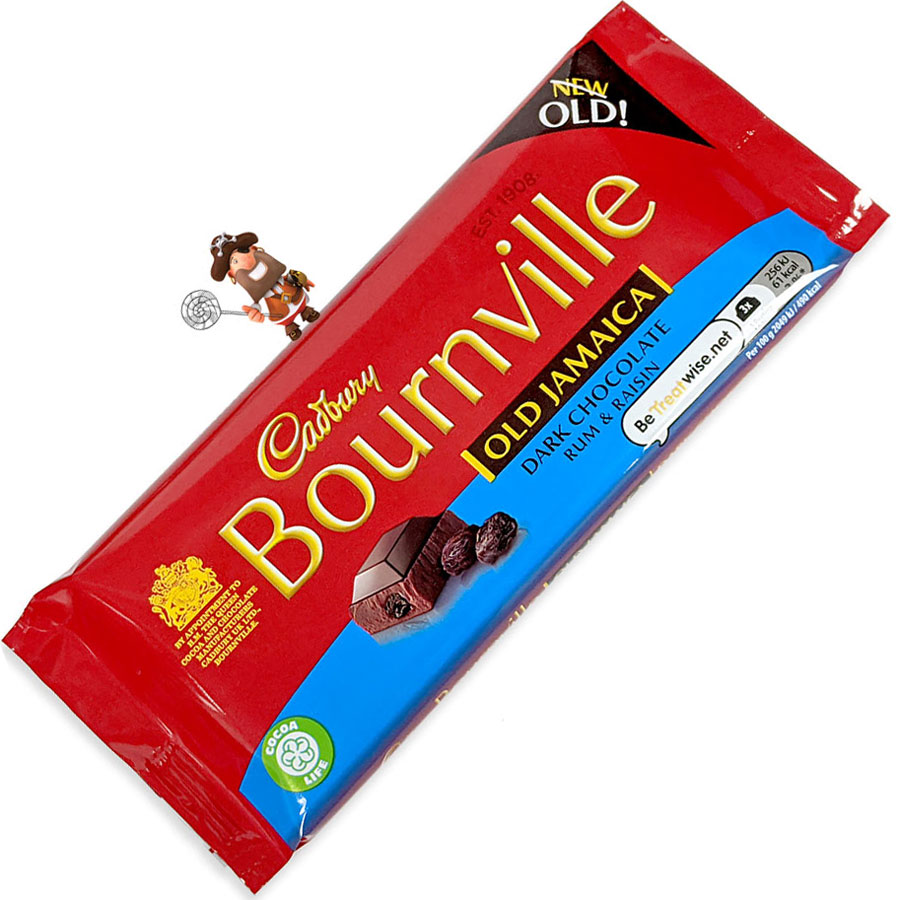 Cadbury Old Jamaica Dark Chocolate Rum And Raisin Bar 100g treasureislandsweets.co.uk