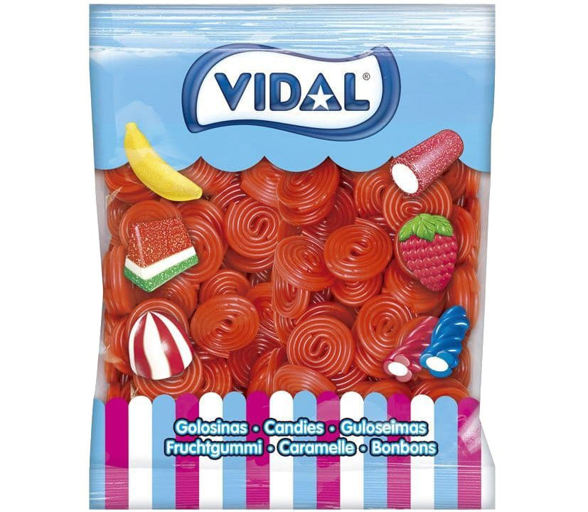 Strawberry Liquorice Wheels (Vidal) 1Kg Bag