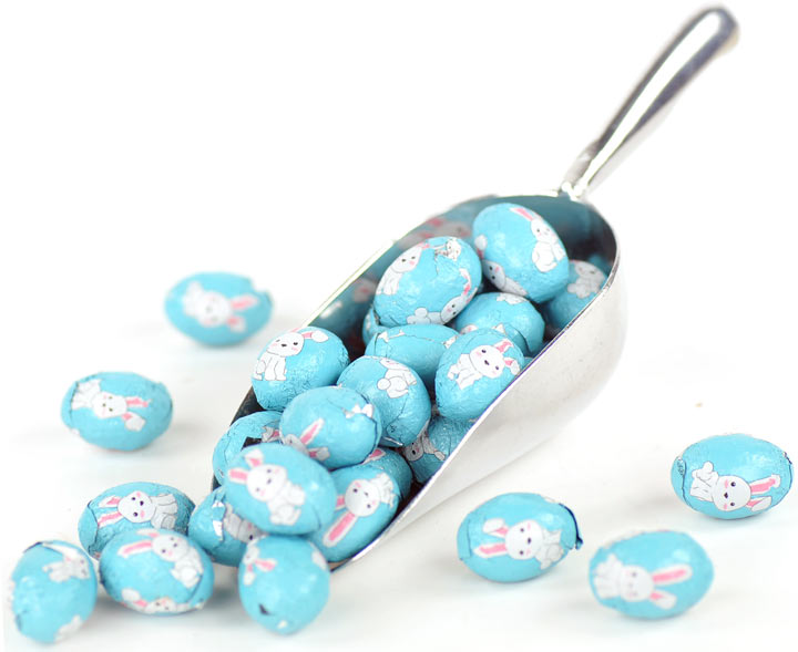 Mini Easter Eggs In Bulk - Blue Foils With Bunny  x 600
