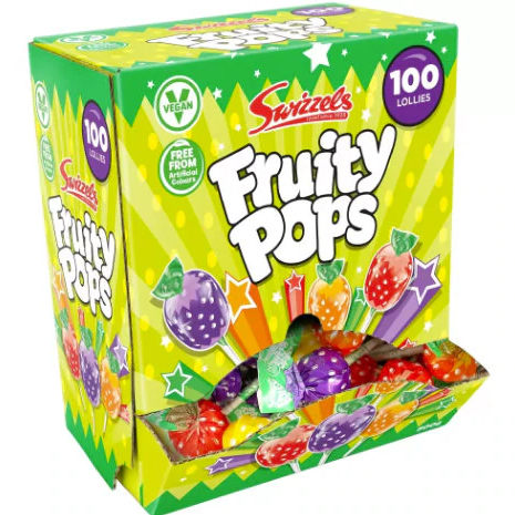 Fruity Pops (Swizzels Lollies) Box Of 100