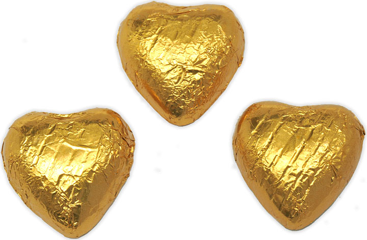 Gold Chocolate Hearts Box Of 160 Hearts (1Kg)