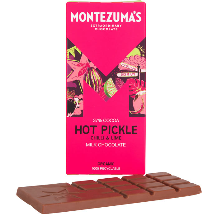Montezumas 'Hot Pickle' Chilli & Lime Organic Milk Chocolate (37% cocoa)