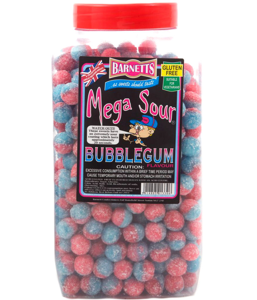 Mega Sour Bubblegum 'Flavour' Balls treasureislandsweets.co.uk