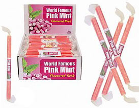 Pink Mint Rock - World Famous Sticks Of Rock - treasureislandsweets.co.uk