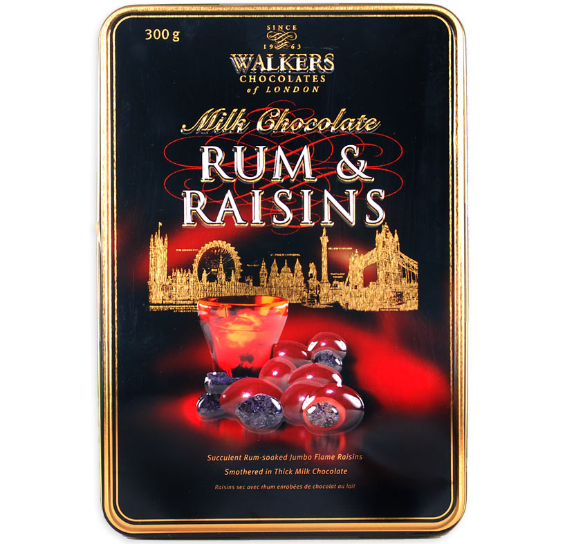 Milk Chocolate Rum and Raisins Gift Tin 300g Treasure Island Sweets