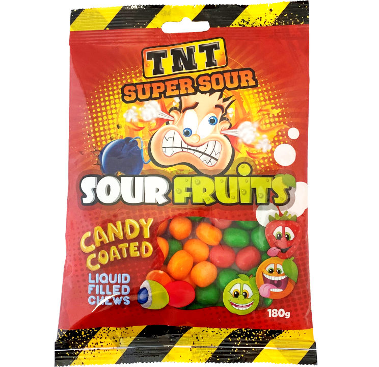 TNT Super Sour Liquid Filled Candy Fruits 150g