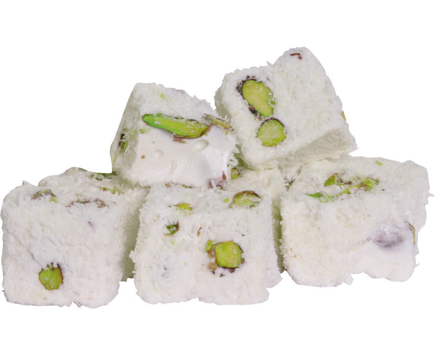 Caramel and Pistachio Turkish Delight Rolled In Coconut