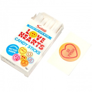 Love Hearts Candy Sticks With Tattoo