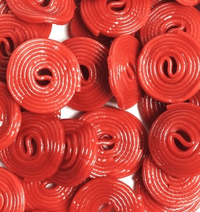 Strawberry Liquorice Wheels 1Kg Bag