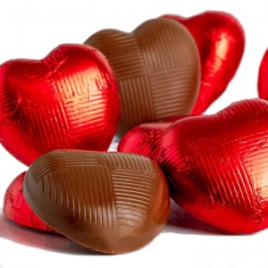 Red Foil Wrapped Milk Chocolate Hearts